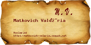Matkovich Valéria névjegykártya